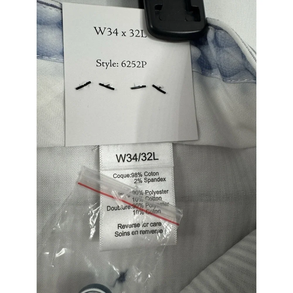 Paisley & Gray Blue White Seersucker‎ Stripe Dress Pants NWT Size 34x32 Slim Fit